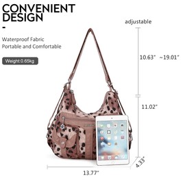 Angel Barcelo Women Multifunctional Soft Leather Handbag Purses Shoulder Hobo Backpack Crossbody Zipper Bag with Pocket Pink Leopard