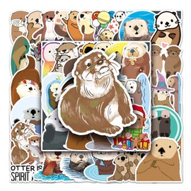 50Pcs Eurasian River Otter Stickers Cute Funny Animal Sticker for Water Bottle Skateboard Laptop Luggage Scrapbook Computer Notebook Car Bike,Vinyl Waterproof Decals for Teens Kids Adults