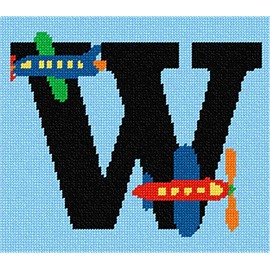 Pepita Needlepoint Canvas: Letter W Airplane, 8" x 7"