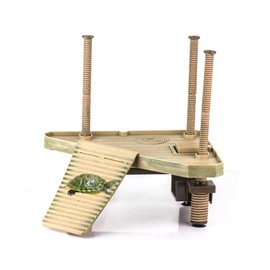 QeeHeng Turtle Floating Sun Platform Floating Sun Platform Turtle Basking Platform with Ladder Turtle Habitat Turtle Tank Accessories (Medium)
