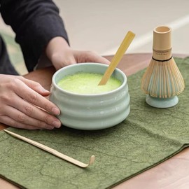 Umllpet Matcha Tea Set, 5 Pieces Matcha Set, Japanese Tea Set, Matcha Whisk Set with Matcha Bowl, Shovel, Whisk Holder, Teaspoon, Tea Preparation Set for Tea Ceremony Gift Set