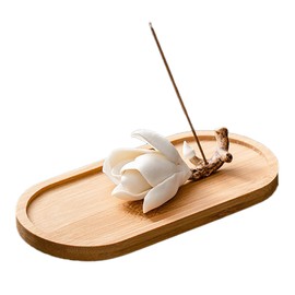 Felimoa Incense Holder Wood Tray Magnolia Meditation Home Incense Burner Incense Holder