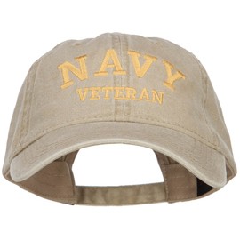 e4Hats.com Navy Veteran Letters Embroidered Washed Cap - Khaki OSFM
