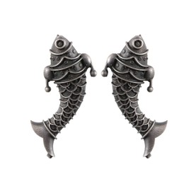 Statement Afghani Indian Fashion Silver Oxidized Ethnic Boho Hamdmade Brass Stud Jhumki Earrings Jewelry (Silver2)