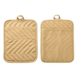 Anyi Pot Holders and Oven Mitts 7" X 9" Heat Resistant Cotton Pocket Pot Holder Set Feature of Non Slip Kitchen Hot Pad Oven Mitts, 3-Pack (Mood Indigo)