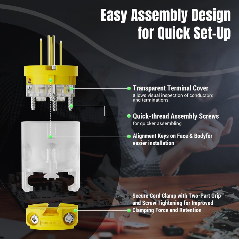 Yomiuwo Lighted Eectrical Connectors Plug and Connector Set, Straight Blade