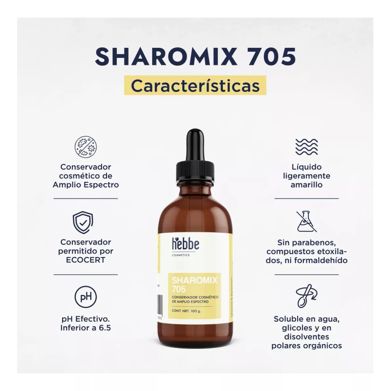 HEBBE COSMETICS CSVD8 Conservador Cosmético Natural, Sharomix 705, 100g