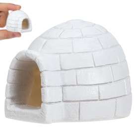 HOMSFOU Mini Igloo Toy Lifelike Ice House Models Arctic Figurines Small White Bear Arctic Diorama Birthday for Boys Girls Dollhouse Micro Landscape Decoration