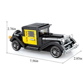 SOLEILHOME Classic Antique Model Car Building Blocks Set, Vintage Collector Truck Bricks, Compatible with Major Brands Bricks, Old Cars Combine with Starter Course, Gift for Kids 6 and Up (Yellow)