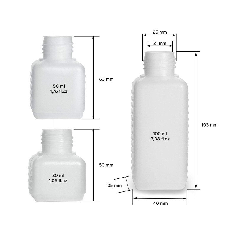 Octopus plastic bottles 2x 30 ml, 2x 50 ml and
