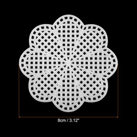 PATIKIL Plastic Mesh Canvas Sheets,10Pcs 3.12inch Cross Needlework Blank Yarn Crafting for Embroidery DIY Bookmarks Cup Mats, White, Flower Shape