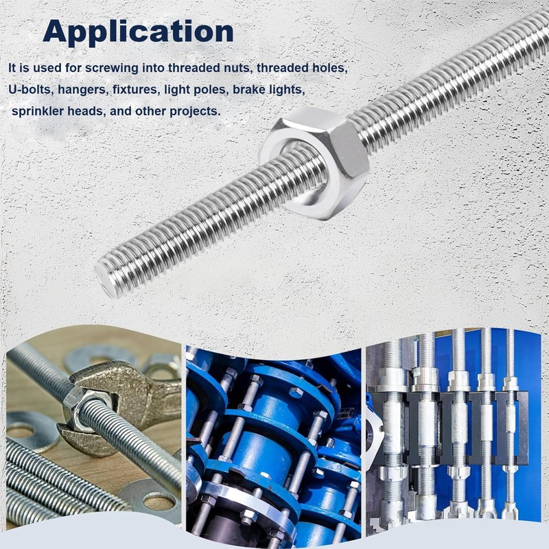 M6 Stainless Steel Threaded Rods, M6 x 50mm Fully All