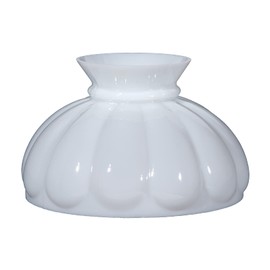 B&P Lamp® Cased White Glass Student Lamp Shade with Melon Design, Flat Top and 9 7/8" Fitter