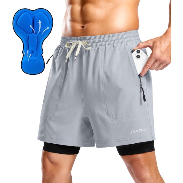 Bikewa Men's Mountain Bike Shorts 4D Padded Loose-fit Cycling Biking