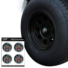 GRAPHICS & MORE Samurai Warrior Japanese Demon Oni Mask Tire Wheel Center Cap Resin-Topped Badges Stickers