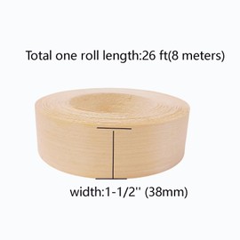 ebpsneer Maple Wood Veneer Edge Banding Roll 1-1/2 inch,Pre-glued Iron-On Veneer with Hot Melt Adhesive Edgebanding Strip,Flexible Wood Tape for Cabinet Repair Furniture (1.5" x25')