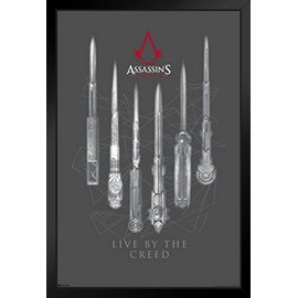 Assassins Creed Collection Weapons Valhalla Origins Syndicate Odyssey Black Flag Bloodlines Assassins Creed Merchandise Gamer Collectibles Merchandise Black Wood Framed Wall Art 14x20