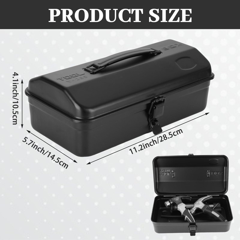 LOPYXBR Small Metal Tool Box 12 Inch Metal Box with