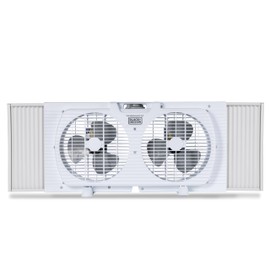 BLACK+DECKER 9" Dual Window Fan with 2 Speed Settings, Twin Fan Heads with Mechanical Dial Control, Removable Legs, For Sliding Windows up to 33” W with Accordion Expanders, BFW9M, White