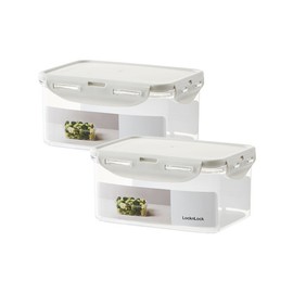 Lock&amp;Lock [1+1] Lock&amp;Lock Antibacterial Bisfree Stackable Rectangular 1.1L (LBF815D) (2 in total) / 락앤락 [1+1] 락앤락 항균 비스프리 스테커블 직사각 1.1L (LBF815D) (총2개)