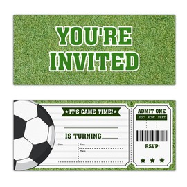 Qlnuk Soccer Birthday Invitations Soccer Ticket Invitations, Set of 20 Invites with Envelopes