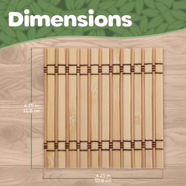 BambooMN Premium Bamboo Slat Coasters - 4.25" x 4.25" - Natural - 12 Pieces