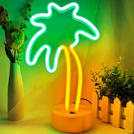 VIFULIN Green Palm Tree Neon Sign for Bedroom, LED Palm Tree Lamp, USB/Battery Operated, Small