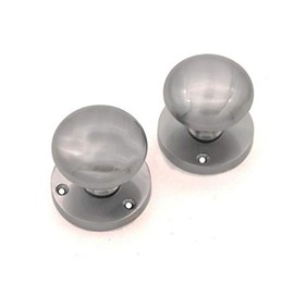 Infinity Decor Solid Brass Round Mortice Door Knobs in Satin Chrome- Victorian Period Style Sprung Door Pull Handles Set