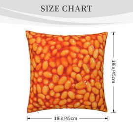 Drissa Funny Food Baked Beans Realistic Print Pillow Covers Decorative Throw Pillowcase 18x18 Inch Square Couch Cushion Cover for Home Decor Sofa Living Room Bed Car Sofa