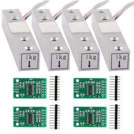 Wishiot 4sets Load Cell Load Cells kit Weight Sensor +HX711 A/D Amplifier Module Weighing Sensor for DIY Kitchen Scale (4sets(1kg + hx711))
