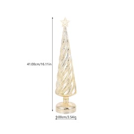 Beaupretty Glass Christmas Tree Tabletop Decor, Lighted Table Top Tree with Fairy Lights Decorative Night Lamp for Xmas Holiday Table Centerpiece Mantel Window Decor No Battery