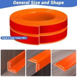 Wall Corner Protector, Peel and Stick Wall Corner Trim, Flexible Rubber Molding Wall Corner Guard, L Shaped Self Adhesive Edge Protector Moulding Trim for Wall Edge Ceiling, Orange, 3/4in,10Ft