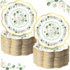 Funnymoom 100 Pcs Eucalyptus Floral Paper Plates 7 Inches Sage