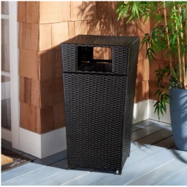 Safavieh Trash Bin Mazeli Price Reduced Outdoor Collection Grey Black Brown New