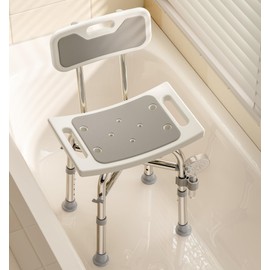 Bluelog Shower Chair with Back for Elderly and Disabled, Shower Seat Bench Stool, Adjustable Height, 350 lbs Capacity, FSA/HSA Eligible, Rectangular