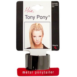 Mia Tony Pony-Metal Ponytailer Cuff-Solid Gunmetal Color