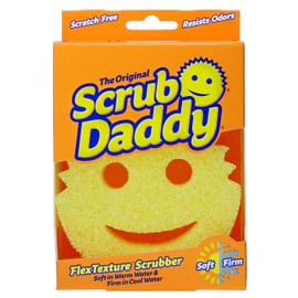 The Original Scrub Daddy - FlexTexture Sponge, Soft in Warm Water, Firm in Cold, Deep Cleaning, Dishwasher Safe, Multi-use, Scratch Free, Odor Resistant, Functional, Ergonomic- 1ct