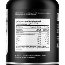 Zinc Con Colágeno Y Vitamina C De 100 Cápsulas. B Life Sabor Sin sabor