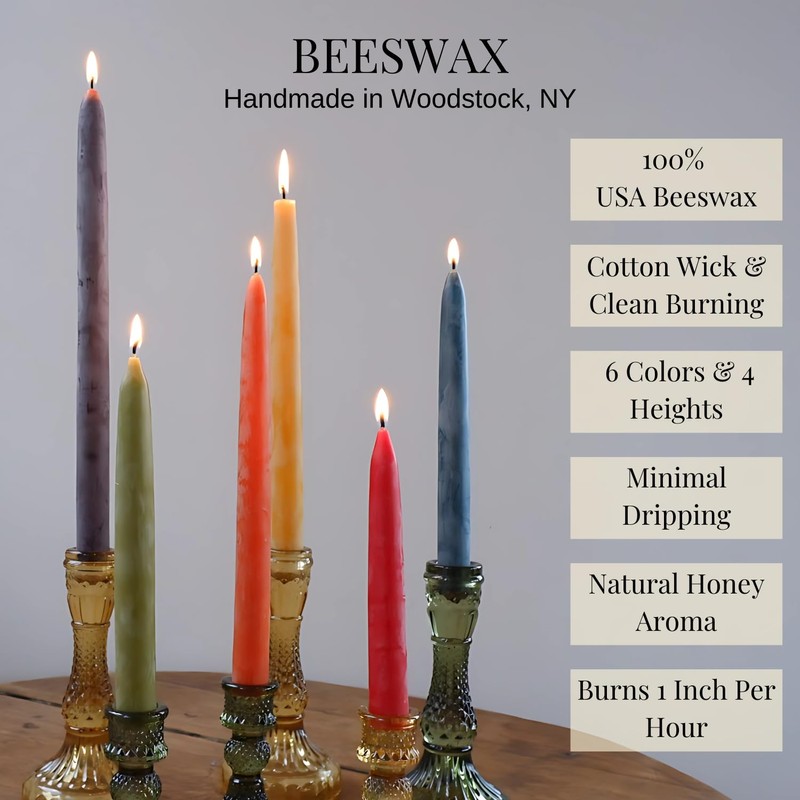 Candlestock Beeswax Taper Candles – Standard 7/8" Diameter, Pure 100%