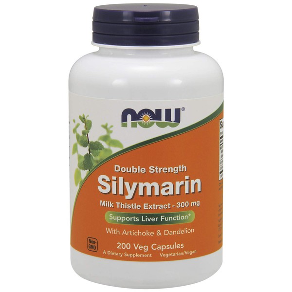NOW Supplements, Silymarin Milk Thistle Extract 300 mg with Artichoke and Dandelion, Double Strength, Supports Liver Function*, 200 Veg Capsules