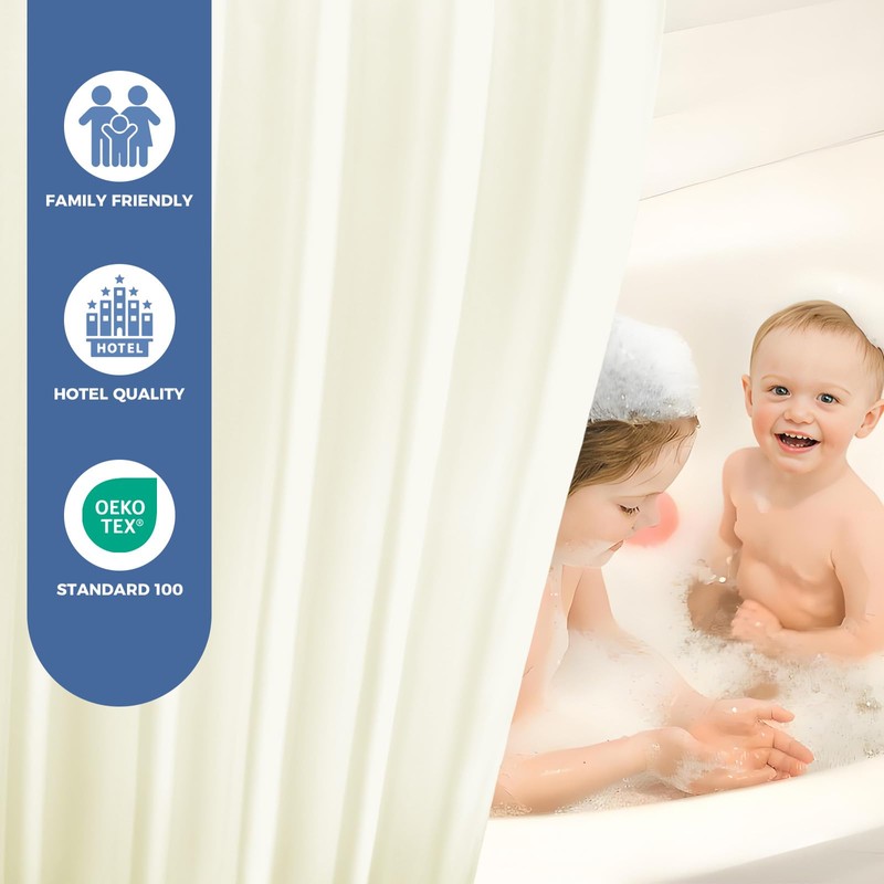 downluxe Waterproof Fabric Shower Curtain Liner, Soft Cloth Shower Liner