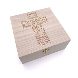 ukgiftstoreonline Baptism Keepsake Wooden Memory Box Gift