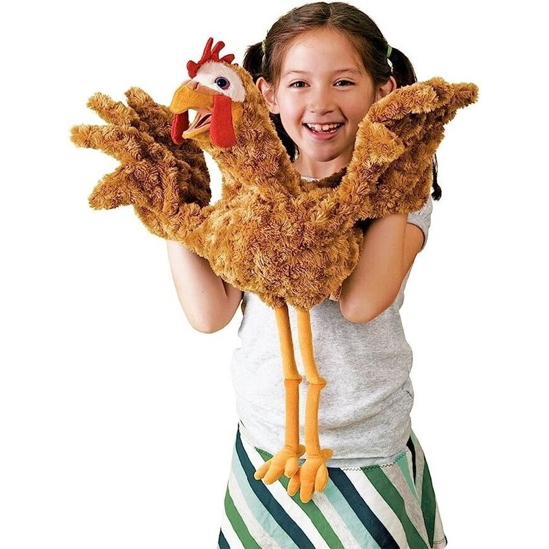 Folkmanis Chicken Two-Handed Puppet, Orange-red, 1 EA