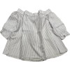 Harshman Gruner Off-Shoulder Puff-Sleeve Linen Striped Blouse White Lavender 2
