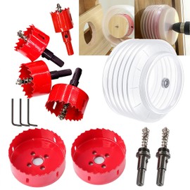 10 PCS M42 Bi-Metal Holesaw Set,6 PCS Hole Saw with Mandrels,3 Pcs Hex Key,1 Drill Dust Collector,Durable Hole Cutter,Hole Saw Kit for Plastic,Wood,Thin Metal Sheet,PVC Board(100、95、60、55、50、30mm)