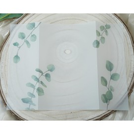 Puremigo 50 Pack Greenery Printed Pre-Folded Vellum Jackets for 5x7 Invitations - 105GSM Vellum Paper 5x7 Jackets - Vellum Wedding Invitations Wraps - Transparent Wedding Invitations Jacket