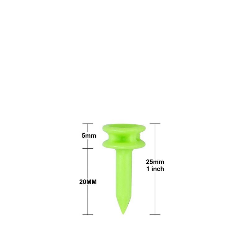 Zivisk Golf Tees Plastic 25MM 100 Count Green Golf Tees