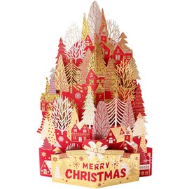 moin moin Christmas Card, Christmas Tree (with envelope), Large, Silver, Red, Gold, Beautiful, Foil, Holiday, Town, Sparkling, 3D, Pop, Decoration, Decoration, Decoration, 2411xme370