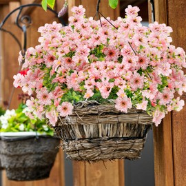 Artificial Flowers plants for Outdoors, Fake Flowers UV Resistant, No Fade Faux Silk Flower for Spring, Summer Season Decoration, for Pot, Porch, Window Box, Planter, Garden Decor(12 Bundles,Pink)
