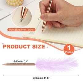 PATIKIL 1.0mm Feather Ballpoint Pens Bulk, Black Ink Vintage Plated Rod Quill Writing Pens for Office Wedding Guest Signature Style 1, Purple/Rose Gold